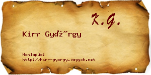 Kirr György névjegykártya